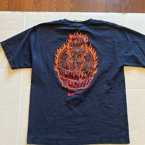 Rare, vintage, Nike hoops,Dunk Da funk! spell out, swoosh T. Shirt navy blue.